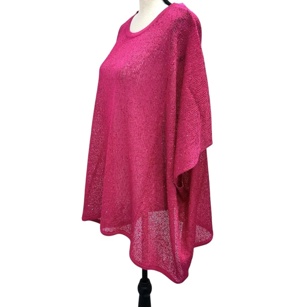 BOSTON PROPER BRIGHT PINK SEQUINS BOXY GLITZ AND GLAMOUR SWEATER  - NWT